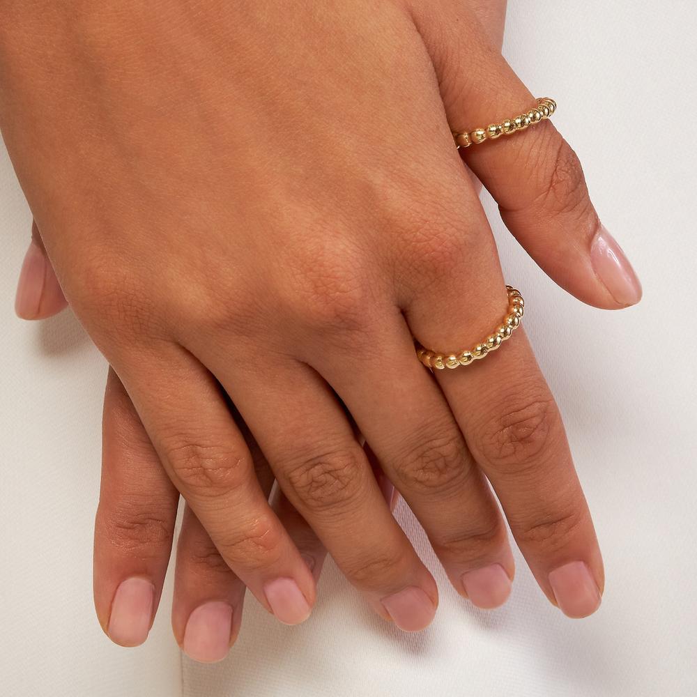 Olas d'Oro - 14K Yellow Gold Beaded Wire Ring Size 7 Modern Minimalist Design