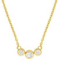 Olas d'Oro - 14K Yellow Gold Bezel Set 3 Stone Graduated Necklace with Diamonds - 0.39 Carat Total Diamond Weight