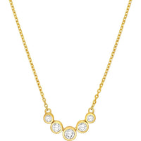 Olas d'Oro - 14K Yellow Gold Bezel Set 5-Stone Graduated Diamond Necklace - 0.73 Carat Total Diamond Weight