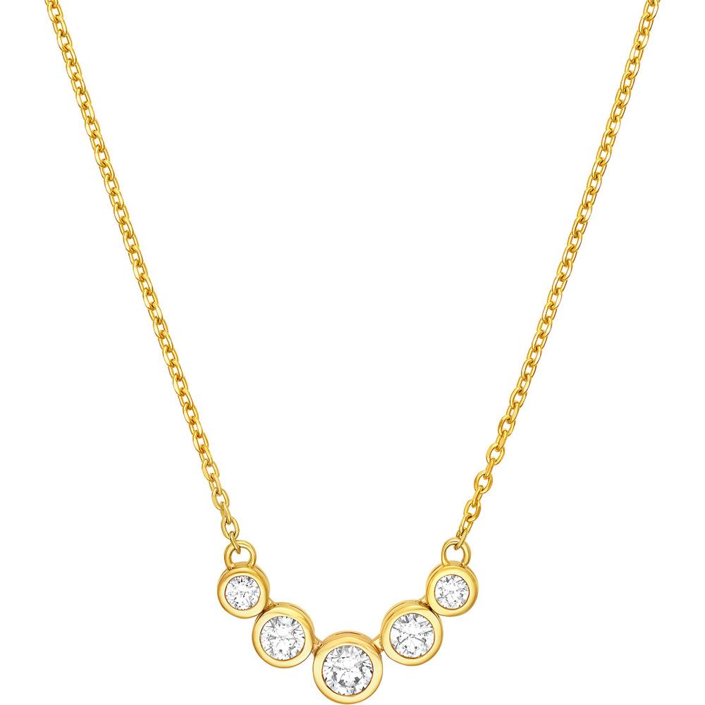 Olas d'Oro - 14K Yellow Gold Bezel Set 5-Stone Graduated Diamond Necklace - 0.73 Carat Total Diamond Weight