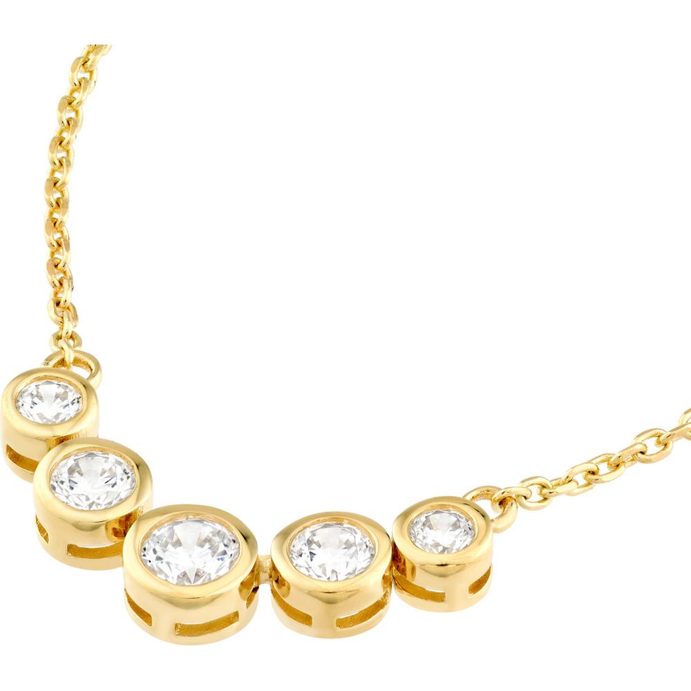 Olas d'Oro - 14K Yellow Gold Bezel Set 5-Stone Graduated Diamond Necklace - 0.73 Carat Total Diamond Weight