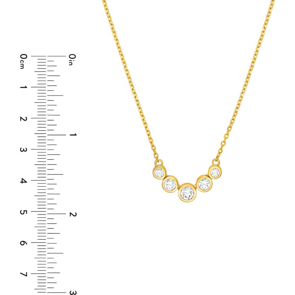 Olas d'Oro - 14K Yellow Gold Bezel Set 5-Stone Graduated Diamond Necklace - 0.73 Carat Total Diamond Weight