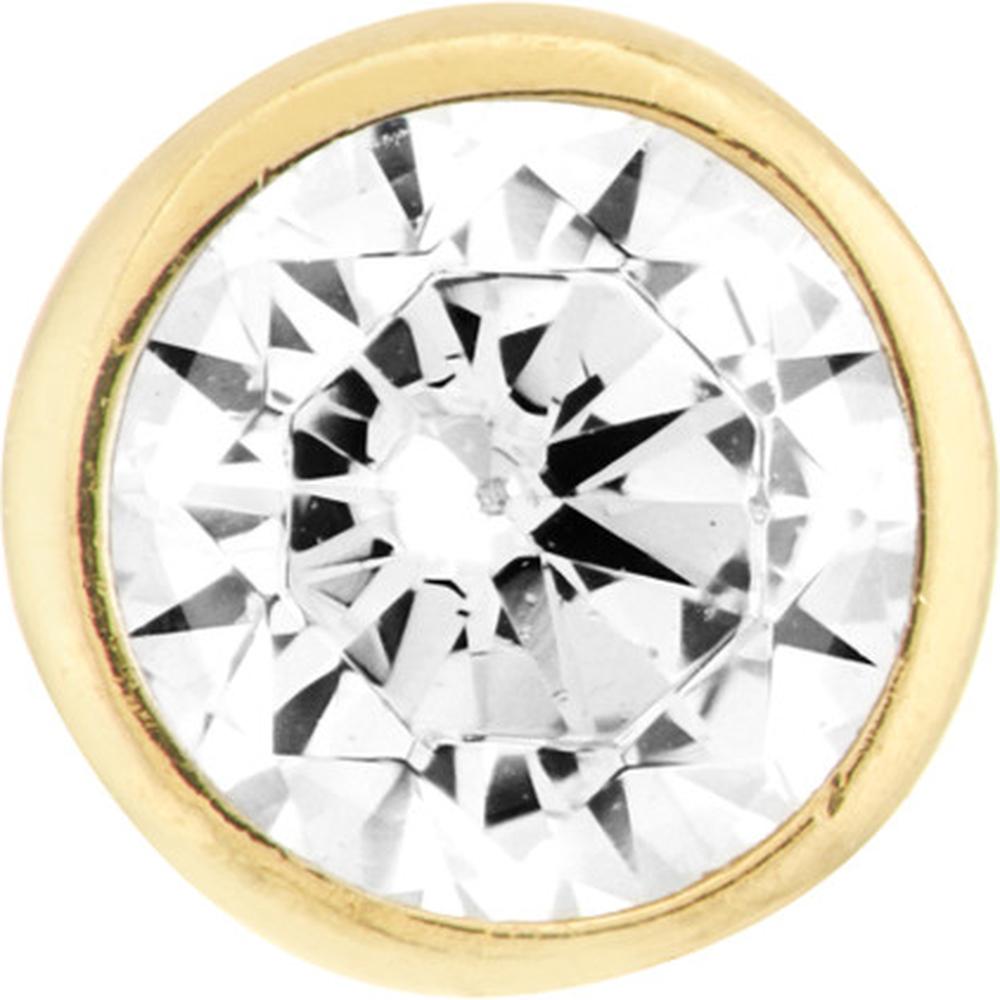 Olas d'Oro - 14K Yellow Gold Bezel Set CZ Stud Earrings for Children with Screw Back Closure