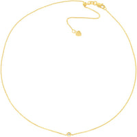 Olas d'Oro - 14K Yellow Gold Bezel Set Diamond Adjustable Choker Necklace - 0.03 Carat Diamond