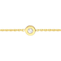 Olas d'Oro - 14K Yellow Gold Bezel Set Diamond Adjustable Choker Necklace - 0.03 Carat Diamond