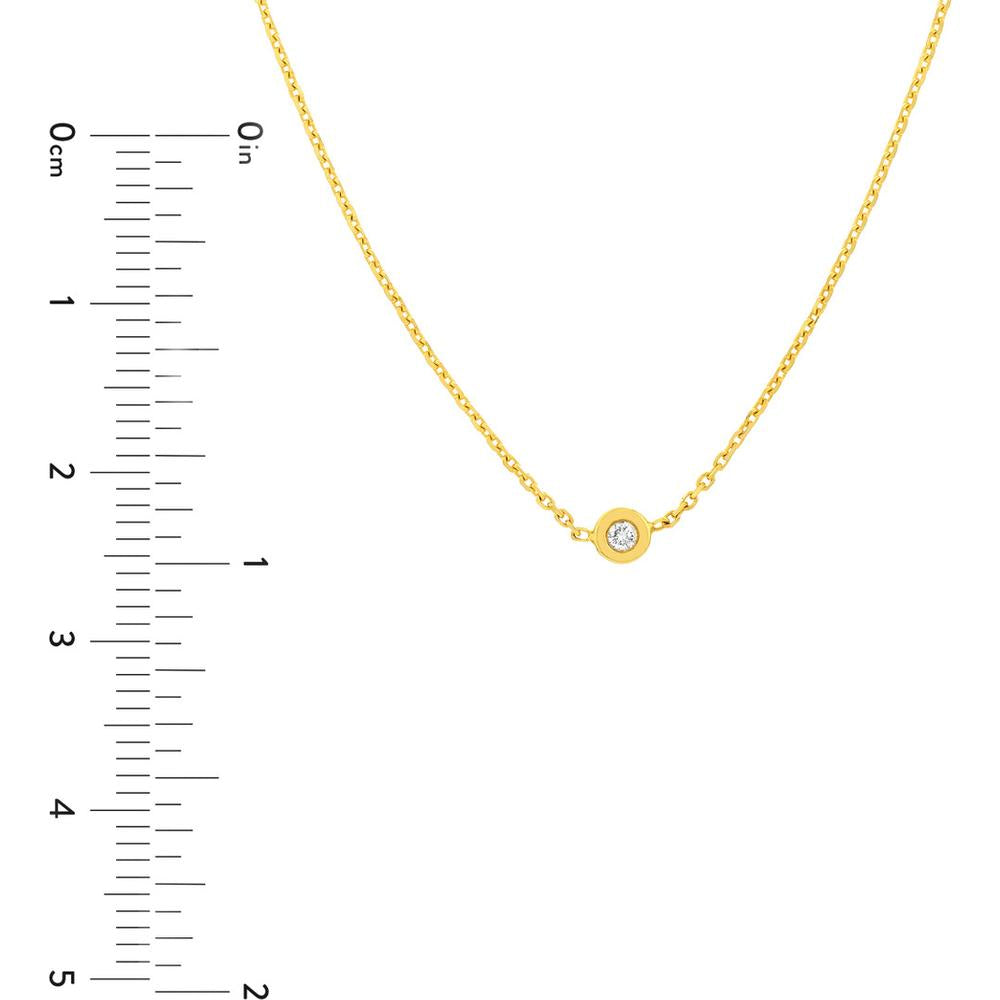 Olas d'Oro - 14K Yellow Gold Bezel Set Diamond Adjustable Choker Necklace - 0.03 Carat Diamond