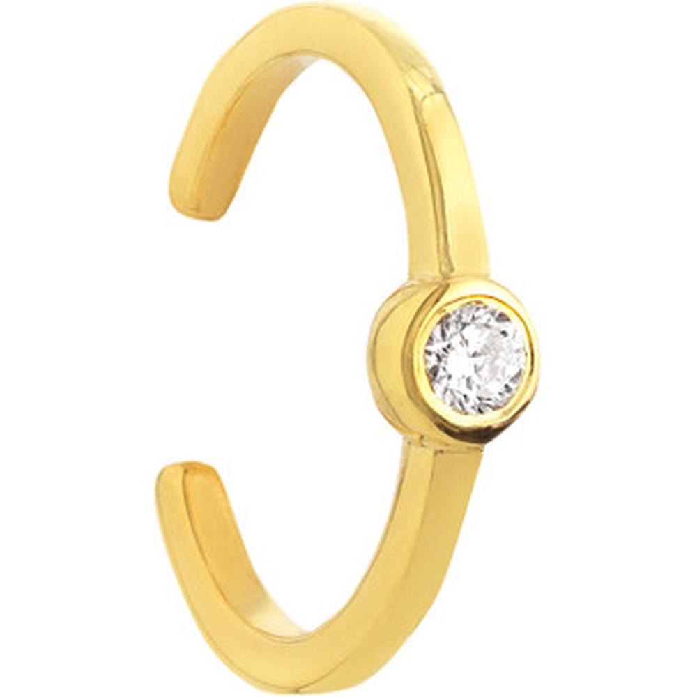 Olas d'Oro - 14K Yellow Gold Bezel Set Diamond Earring Cuff - 1/20 Total Carat Weight