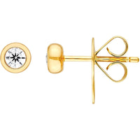 Olas d'Oro - 14K Yellow Gold Bezel Set Diamond Stud Earrings 0.22 Carat Total Diamond Weight