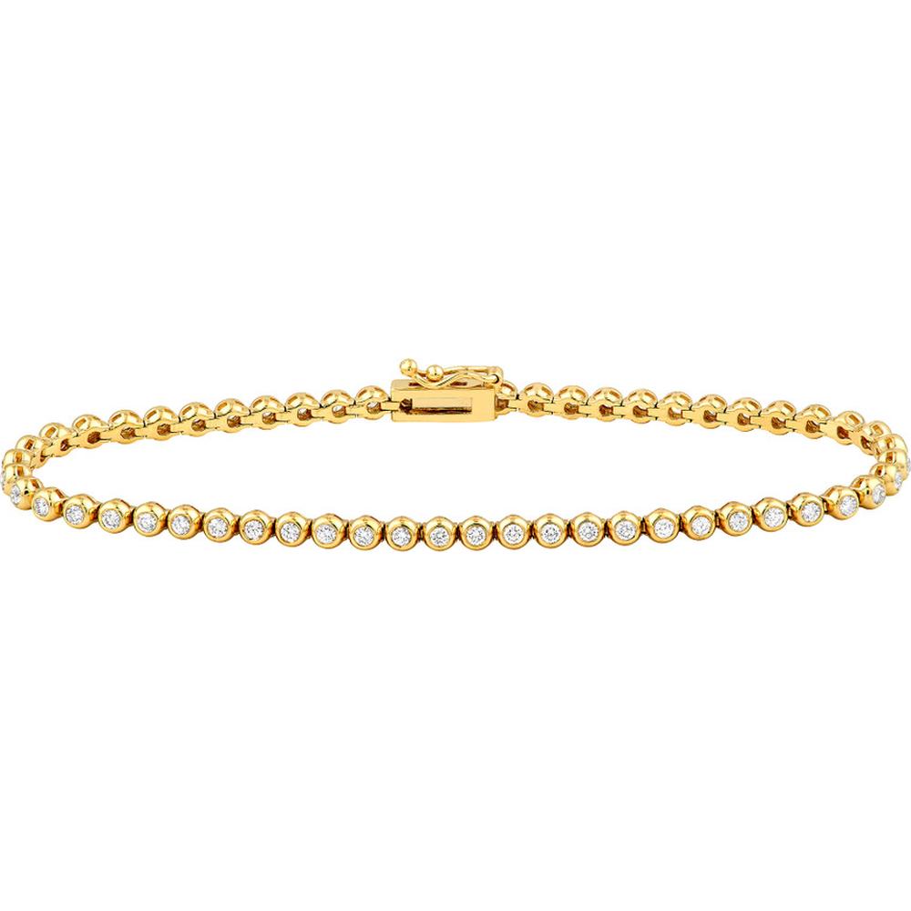 Olas d'Oro - 14K Yellow Gold Bezel Set Diamond Tennis Bracelet - 1.12 Carat Total Diamond Weight