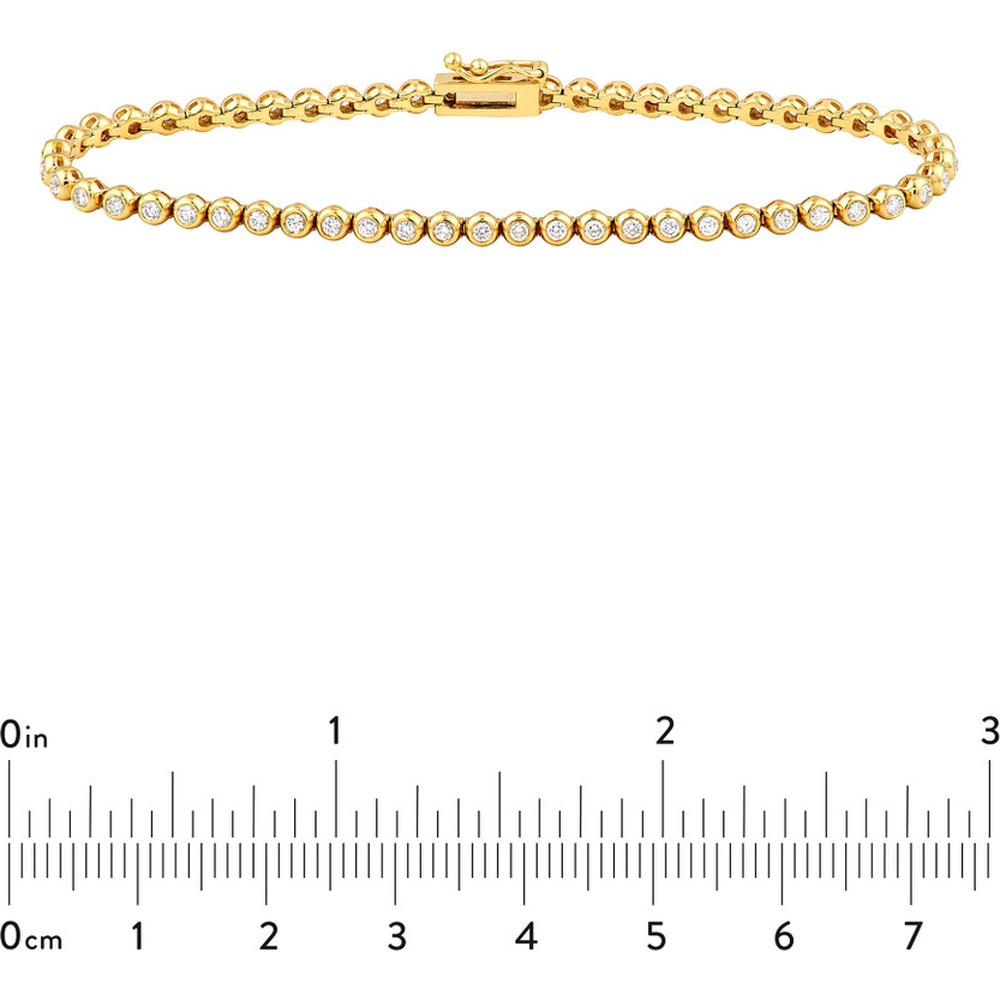 Olas d'Oro - 14K Yellow Gold Bezel Set Diamond Tennis Bracelet - 1.12 Carat Total Diamond Weight