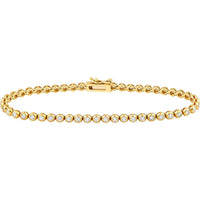 Olas d'Oro - 14K Yellow Gold Bezel Set Diamond Tennis Bracelet 1.50 Carat Total Diamond Weight