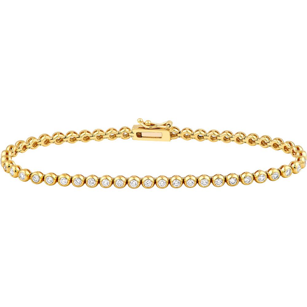 Olas d'Oro - 14K Yellow Gold Bezel Set Diamond Tennis Bracelet 1.50 Carat Total Diamond Weight