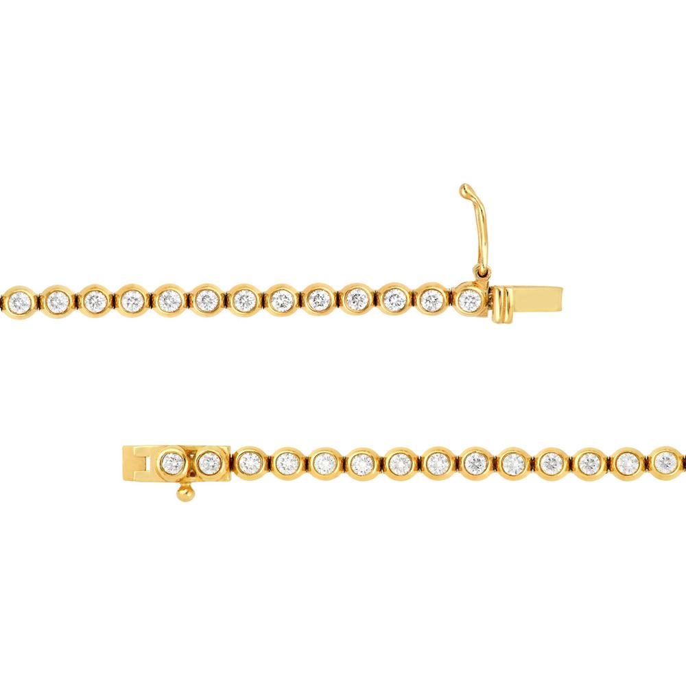 Olas d'Oro - 14K Yellow Gold Bezel Set Diamond Tennis Bracelet 1.50 Carat Total Diamond Weight