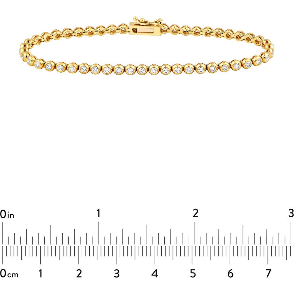 Olas d'Oro - 14K Yellow Gold Bezel Set Diamond Tennis Bracelet 1.50 Carat Total Diamond Weight