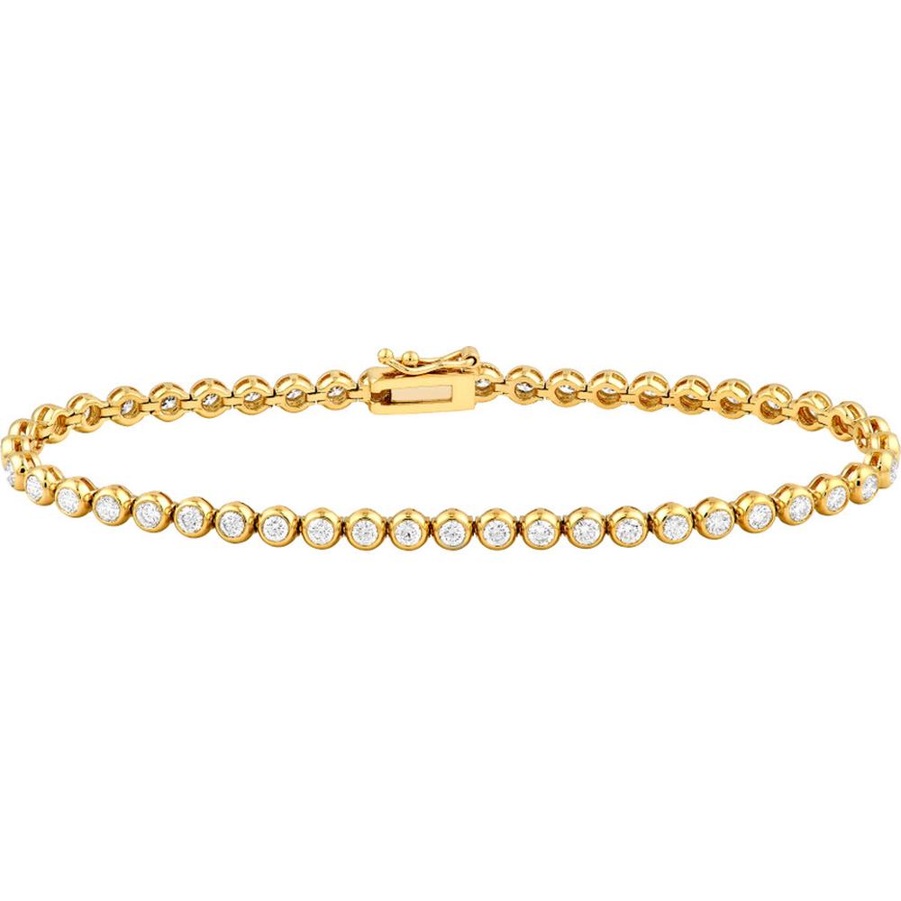Olas d'Oro - 14K Yellow Gold Bezel Set Diamond Tennis Bracelet - 2.26 Carat Total Diamond Weight