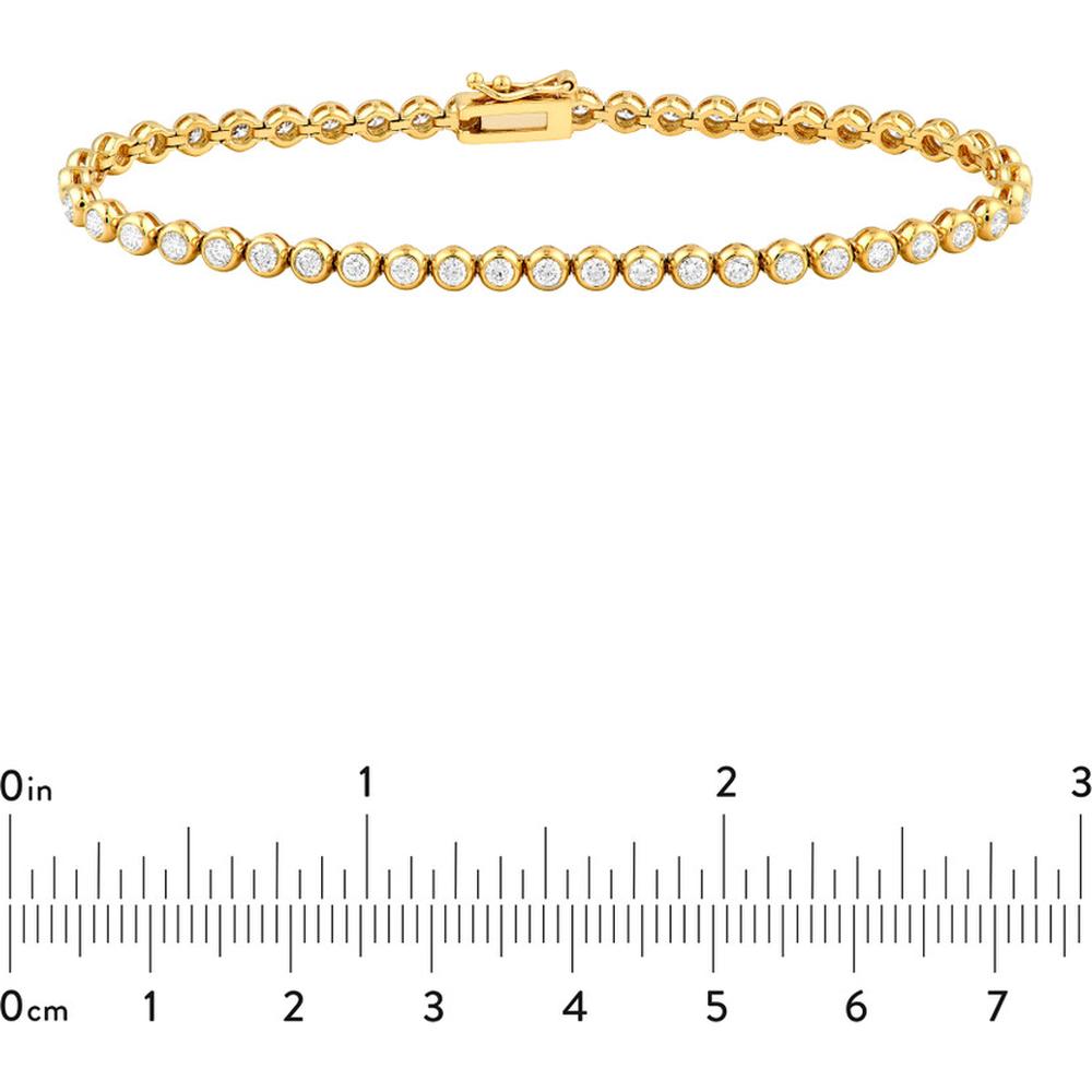 Olas d'Oro - 14K Yellow Gold Bezel Set Diamond Tennis Bracelet - 2.26 Carat Total Diamond Weight