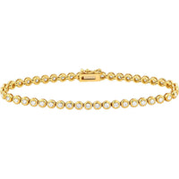 Olas d'Oro - 14K Yellow Gold Bezel Set Diamond Tennis Bracelet - 2.66 Carat Total Diamond Weight