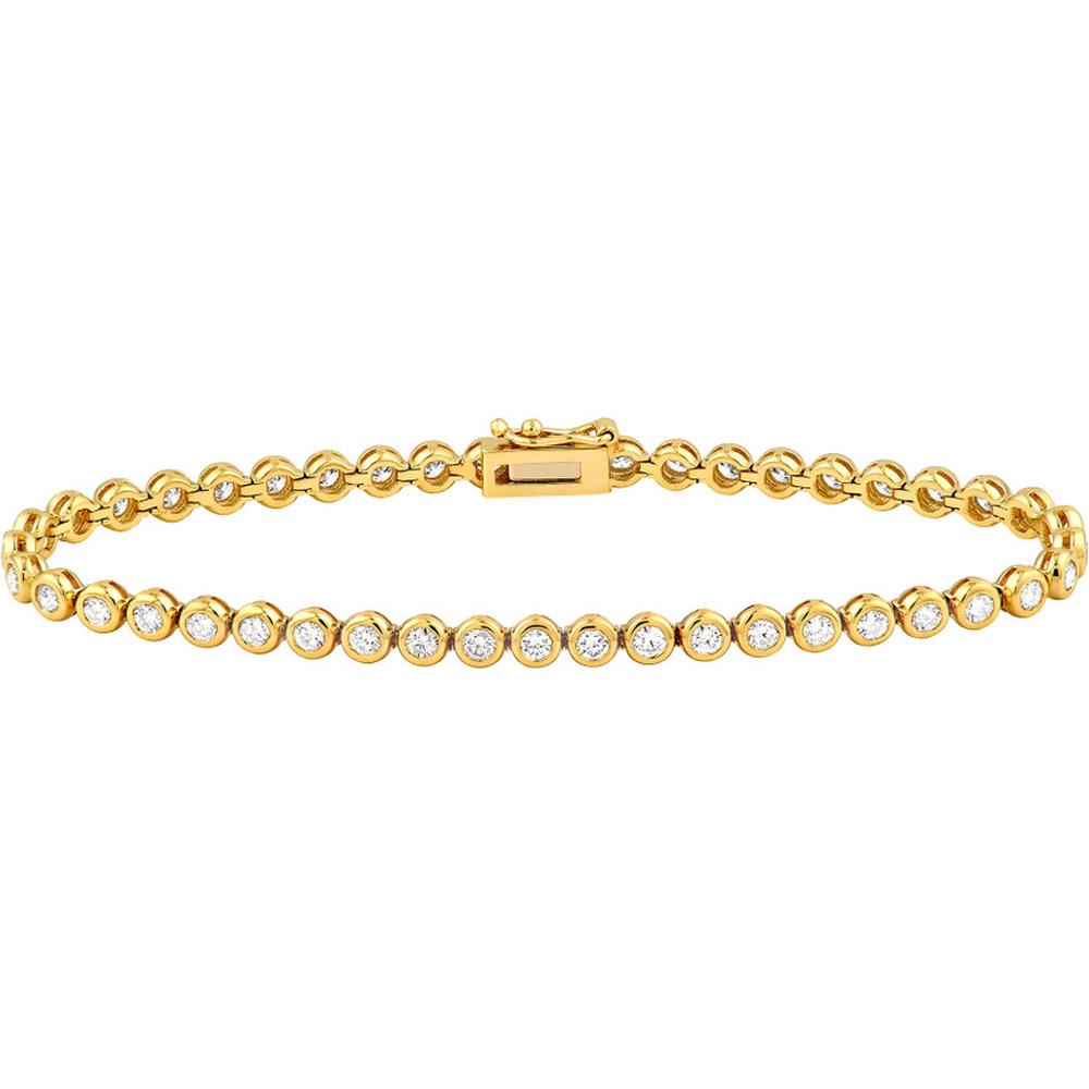 Olas d'Oro - 14K Yellow Gold Bezel Set Diamond Tennis Bracelet - 2.66 Carat Total Diamond Weight