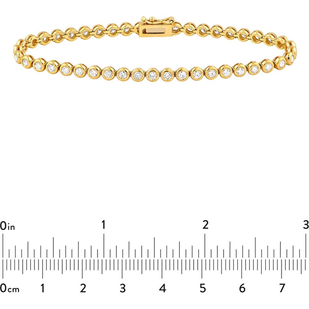 Olas d'Oro - 14K Yellow Gold Bezel Set Diamond Tennis Bracelet - 2.66 Carat Total Diamond Weight