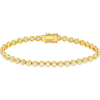Olas d'Oro - 14K Yellow Gold Bezel Set Diamond Tennis Bracelet with 4.18 Carat Total Diamond Weight