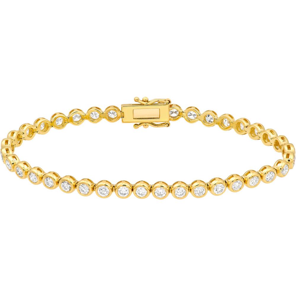 Olas d'Oro - 14K Yellow Gold Bezel Set Diamond Tennis Bracelet with 4.18 Carat Total Diamond Weight