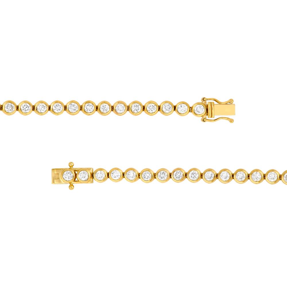 Olas d'Oro - 14K Yellow Gold Bezel Set Diamond Tennis Bracelet with 4.18 Carat Total Diamond Weight