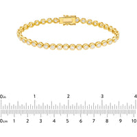 Olas d'Oro - 14K Yellow Gold Bezel Set Diamond Tennis Bracelet with 4.18 Carat Total Diamond Weight