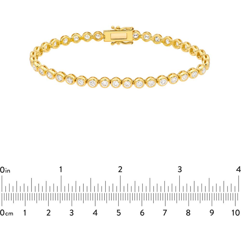 Olas d'Oro - 14K Yellow Gold Bezel Set Diamond Tennis Bracelet with 4.18 Carat Total Diamond Weight