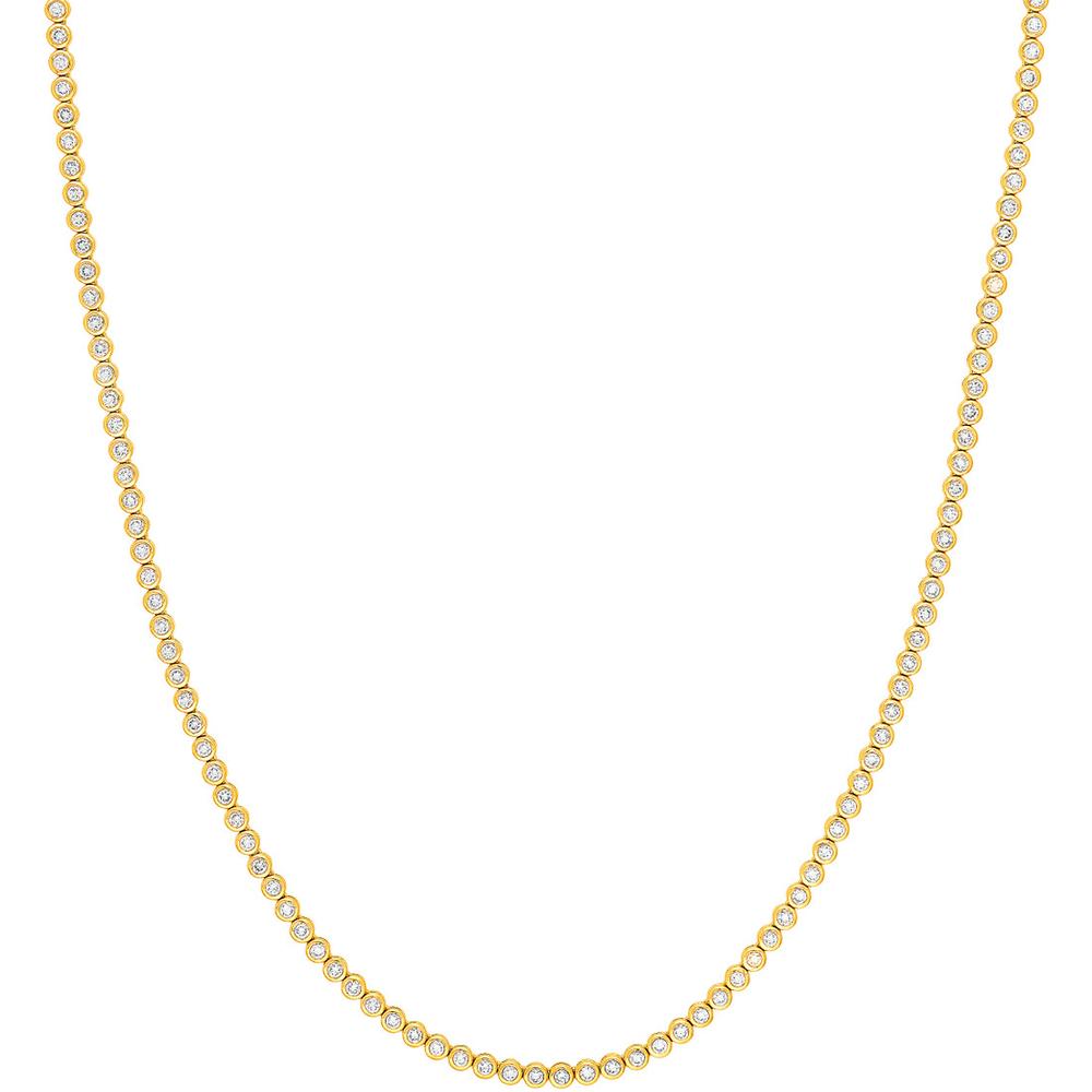 Olas d'Oro - 14K Yellow Gold Bezel Set Diamond Tennis Necklace 4.16 Carat Total Diamond Weight
