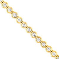 Olas d'Oro - 14K Yellow Gold Bezel Set Diamond Tennis Necklace 4.16 Carat Total Diamond Weight