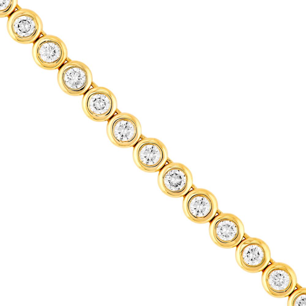 Olas d'Oro - 14K Yellow Gold Bezel Set Diamond Tennis Necklace 4.16 Carat Total Diamond Weight