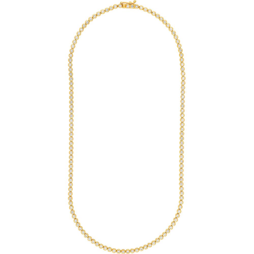Olas d'Oro - 14K Yellow Gold Bezel Set Diamond Tennis Necklace 4.16 Carat Total Diamond Weight