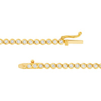 Olas d'Oro - 14K Yellow Gold Bezel Set Diamond Tennis Necklace 4.16 Carat Total Diamond Weight