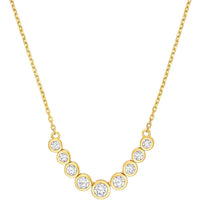 Olas d'Oro - 14K Yellow Gold Bezel Set Graduated Diamond Necklace - 1.10 Carat Total Diamond Weight