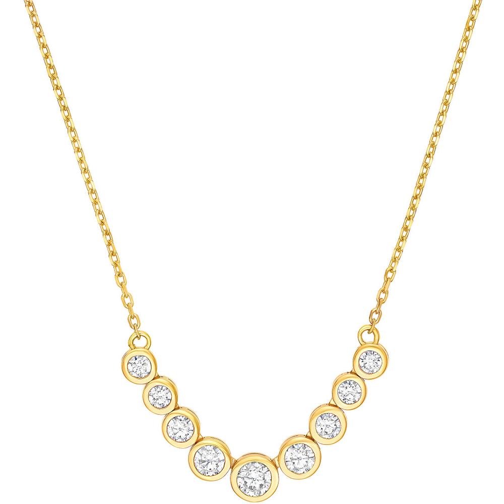 Olas d'Oro - 14K Yellow Gold Bezel Set Graduated Diamond Necklace - 1.10 Carat Total Diamond Weight