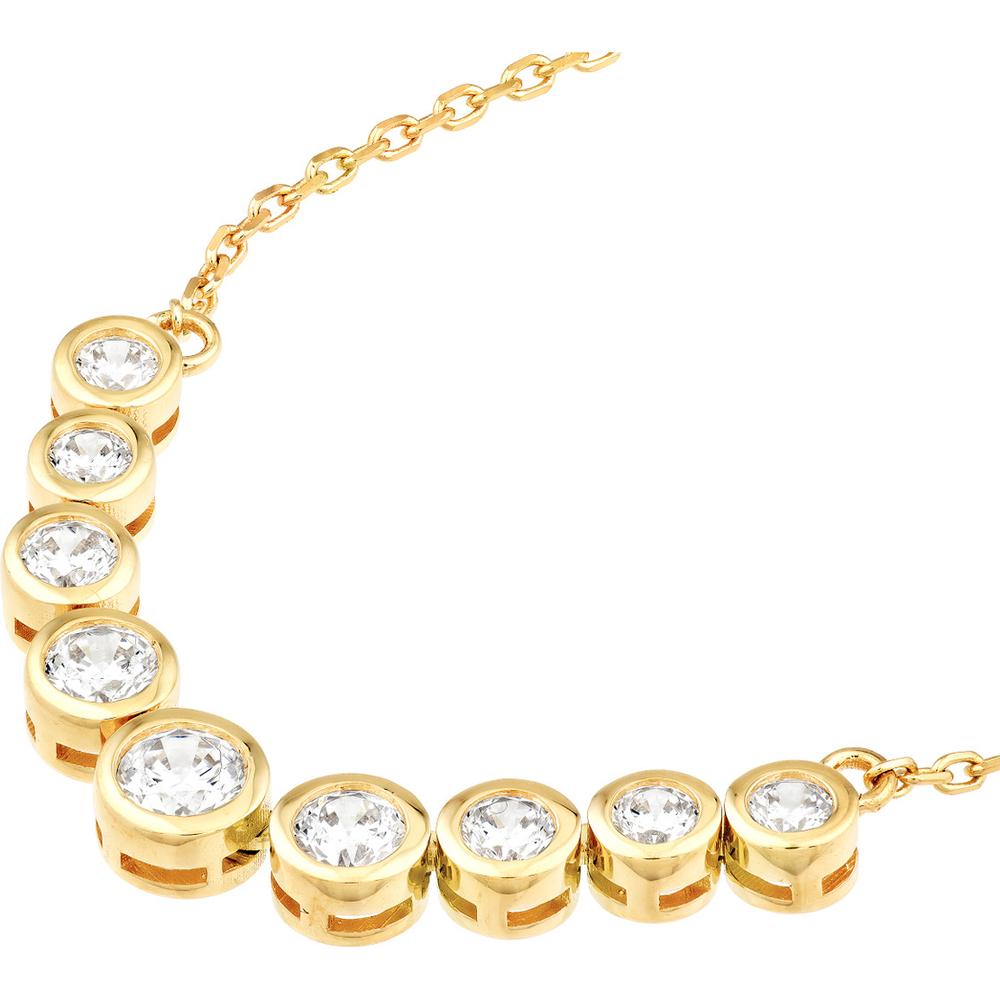 Olas d'Oro - 14K Yellow Gold Bezel Set Graduated Diamond Necklace - 1.10 Carat Total Diamond Weight