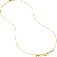 Olas d'Oro - 14K Yellow Gold Bezel Set Graduated Diamond Necklace - 1.10 Carat Total Diamond Weight