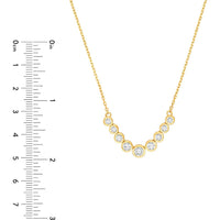 Olas d'Oro - 14K Yellow Gold Bezel Set Graduated Diamond Necklace - 1.10 Carat Total Diamond Weight
