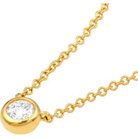 Olas d'Oro - 14K Yellow Gold Bezel Set Round Diamond Necklace - 1/10 Carat Total Diamond Weight