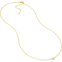 Olas d'Oro - 14K Yellow Gold Bezel Set Round Diamond Necklace - 1/10 Carat Total Diamond Weight