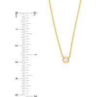 Olas d'Oro - 14K Yellow Gold Bezel Set Round Diamond Necklace - 1/10 Carat Total Diamond Weight