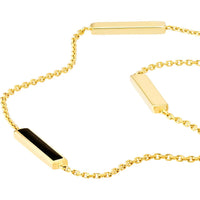 Olas d'Oro - 14K Yellow Gold Black Enamel Alternating Bar Station Necklace with Lobster Clasp - 3.83 Grams Total Weight