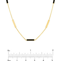 Olas d'Oro - 14K Yellow Gold Black Enamel Alternating Bar Station Necklace with Lobster Clasp - 3.83 Grams Total Weight
