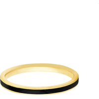 Olas d'Oro - 14K Yellow Gold Black Enamel Band Ring - Size 7