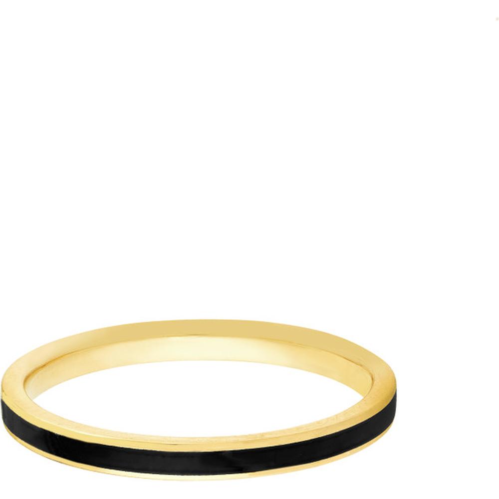 Olas d'Oro - 14K Yellow Gold Black Enamel Band Ring - Size 7