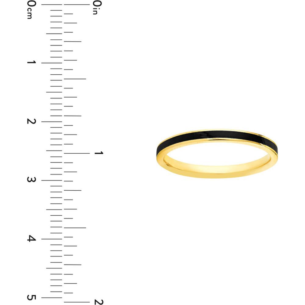 Olas d'Oro - 14K Yellow Gold Black Enamel Band Ring - Size 8