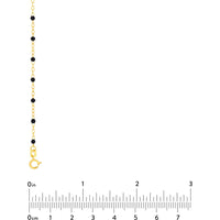 Olas d'Oro - 14K Yellow Gold Black Enamel Beaded Piatto Chain Necklace 18" - Adjustable 1.59 Grams