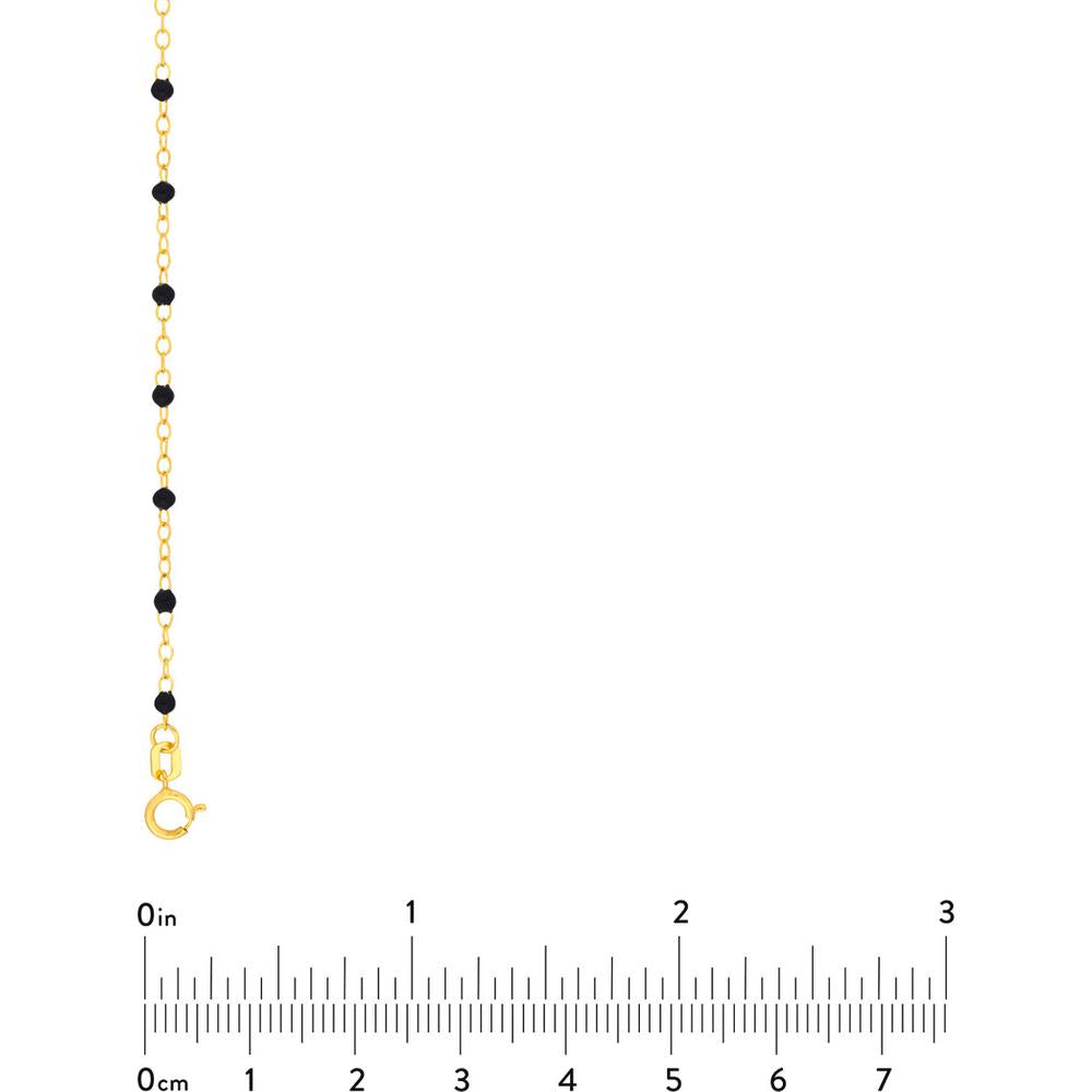 Olas d'Oro - 14K Yellow Gold Black Enamel Beaded Piatto Chain Necklace 18" - Adjustable 1.59 Grams
