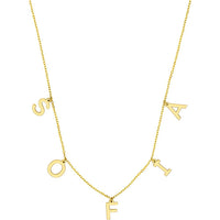 Olas d'Oro - 14K Yellow Gold Block Initials Dangle Station Necklace
