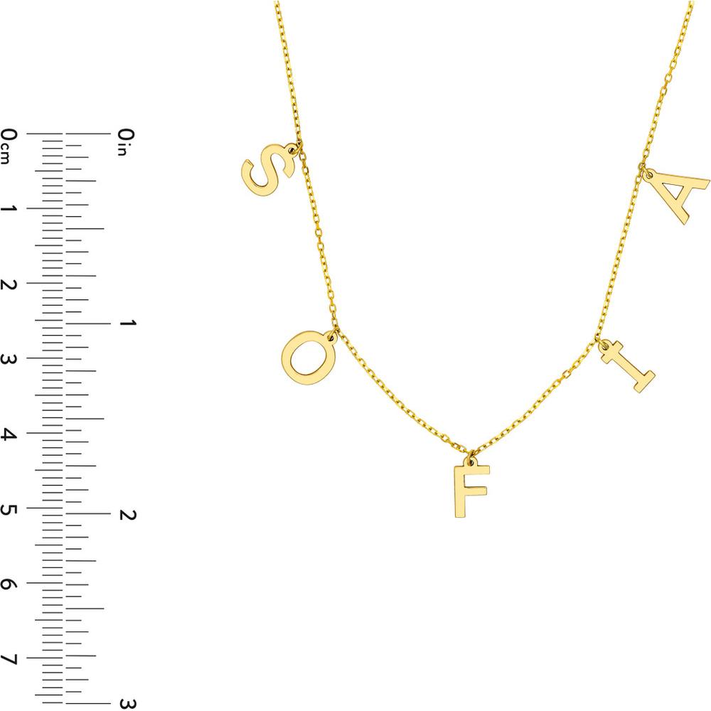Olas d'Oro - 14K Yellow Gold Block Initials Dangle Station Necklace